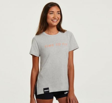 T-shirt Hoka da donna grigio melange/melone cantalupo