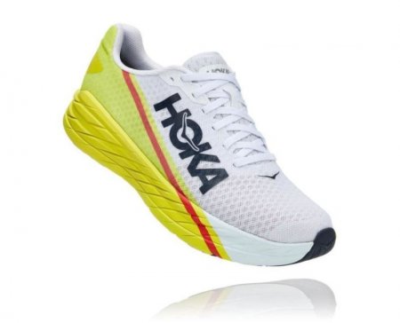 Scarpe da corsa da uomo Hoka Rocket X Bianco/Primula della sera