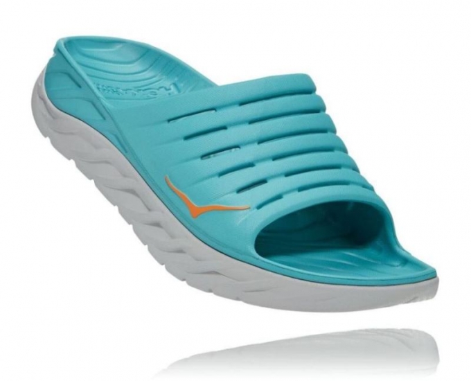 Hoka Women's ORA Recovery Slides 2 Aquarelle / Blazing Orange