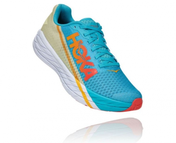 HOKA ROCKET X SCUBA BLU UOMO/VERDE ILLUMINAZIONE