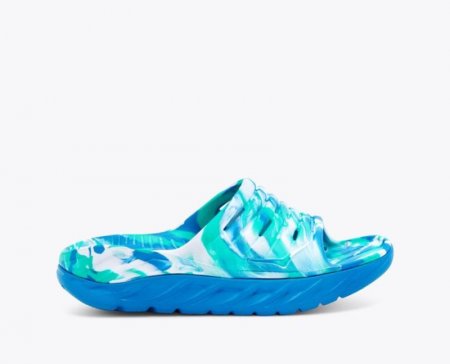 Hoka Ora Recovery Slide Swirl da donna - Atlantis / Blue Coral