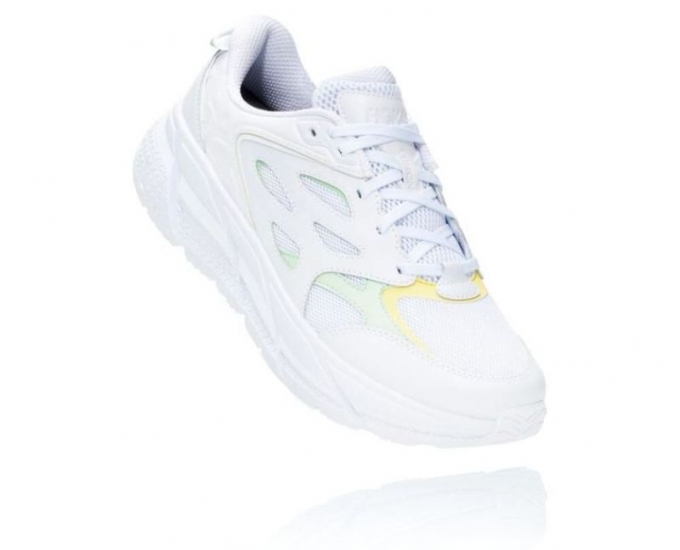 Scarpa da allenamento Hoka Clifton L Casual Wear per donna, bianco/verde cenere