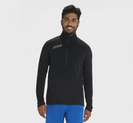 Midlayer con mezza cerniera da uomo, nero