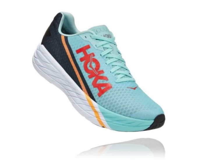 Scarpe da corsa Hoka Rocket X da donna Eggshell Blu / Nero