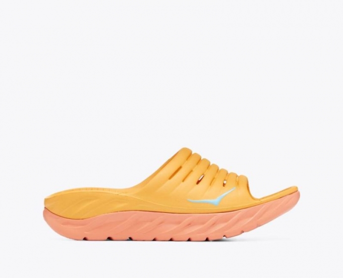 Hoka Ora Recovery Slide da donna - Giallo ambra / Corallo conchiglia