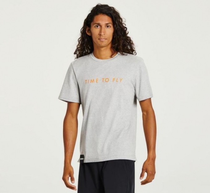 T-shirt Hoka da uomo grigio mélange/arancione cachi