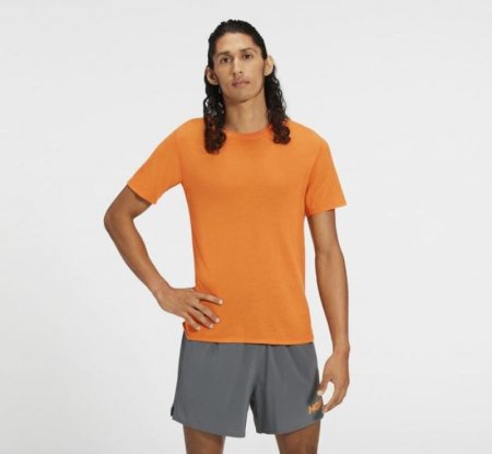 Hoka Uomo Merino Wool Blend Manica Corta Arancione Cachi