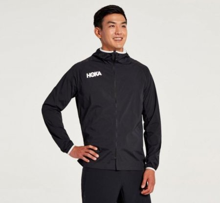 Giacca antivento Hoka Full-Zip da uomo, nera